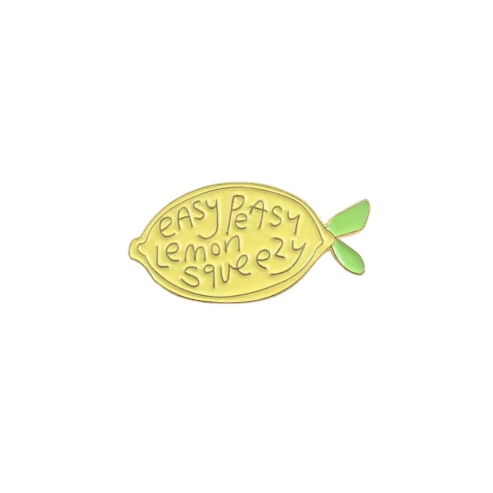 NEW! Easy Peasy Lemon Squeezy Enamel Pin Brooch Yellow Fun! Sassy - Picture 7 of 7